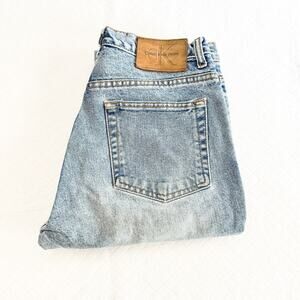 Calvin Klein Flare Jean All Over Sandblast Vintage Denim Size 7 Inseam 30